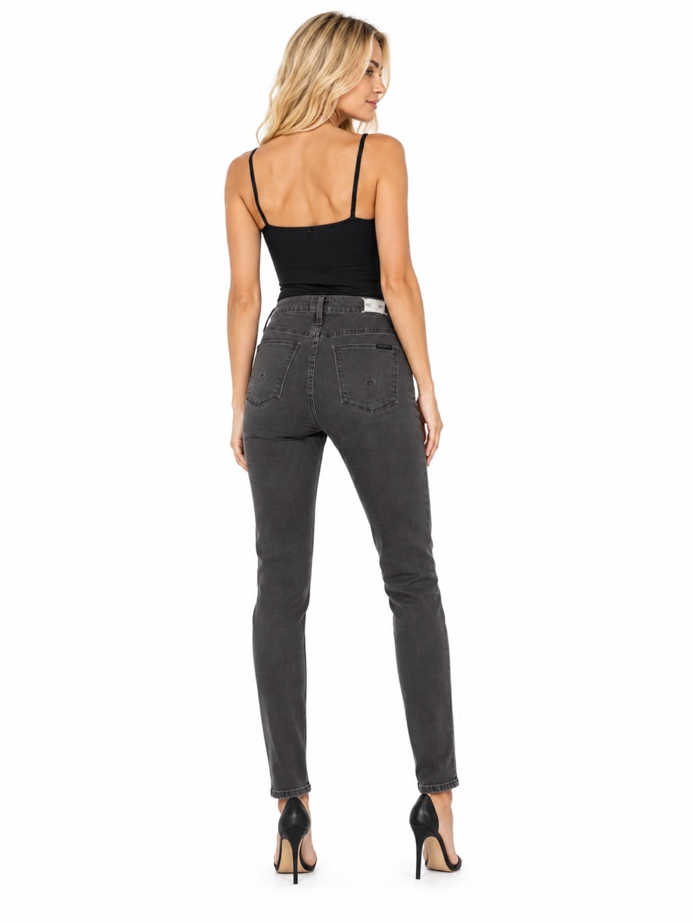 Hudson Jeans Nico Mid Rise Skinny Jeans Charcoal Black Stretch | Size 27 - Picture 3 of 14